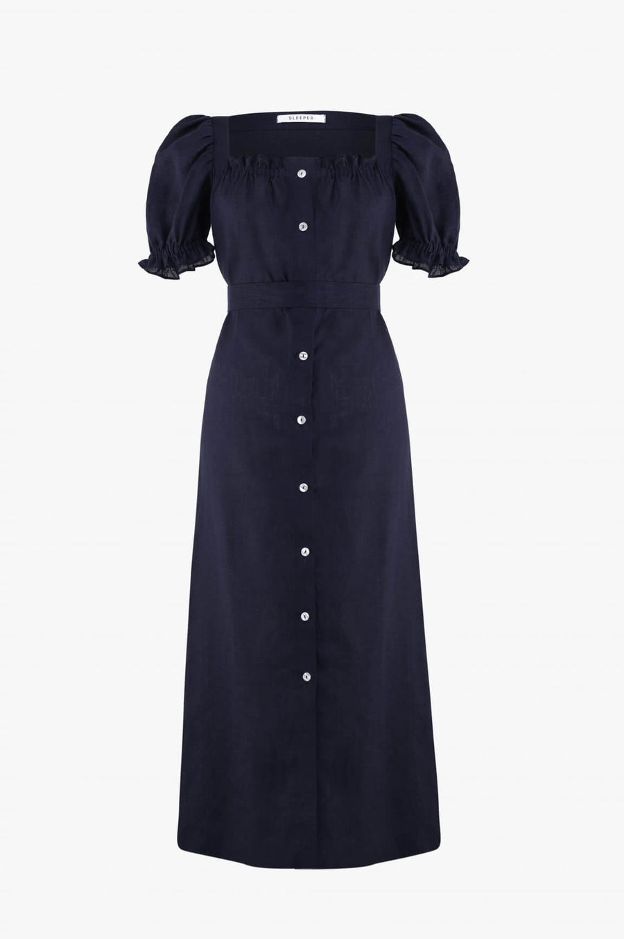 SLEEPER Bridget Linen Midi Dress